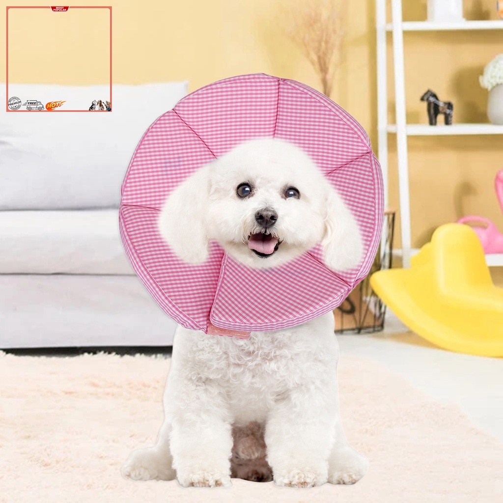 Vòng Cổ Tròn Họa Tiết Kẻ Sọc Bảo Vệ Da Chống Liếm Cho Thú Cưng