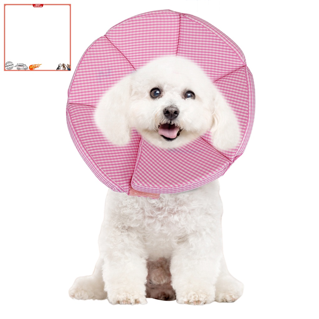 Vòng Cổ Tròn Họa Tiết Kẻ Sọc Bảo Vệ Da Chống Liếm Cho Thú Cưng