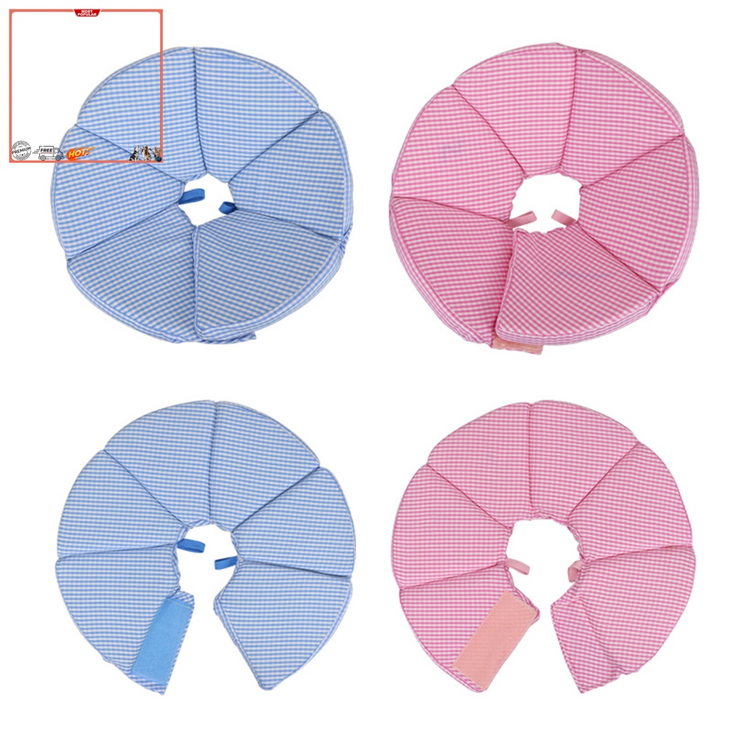 Vòng Cổ Tròn Họa Tiết Kẻ Sọc Bảo Vệ Da Chống Liếm Cho Thú Cưng