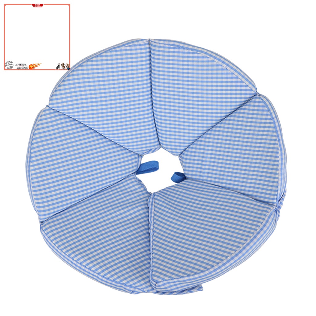 Vòng Cổ Tròn Họa Tiết Kẻ Sọc Bảo Vệ Da Chống Liếm Cho Thú Cưng
