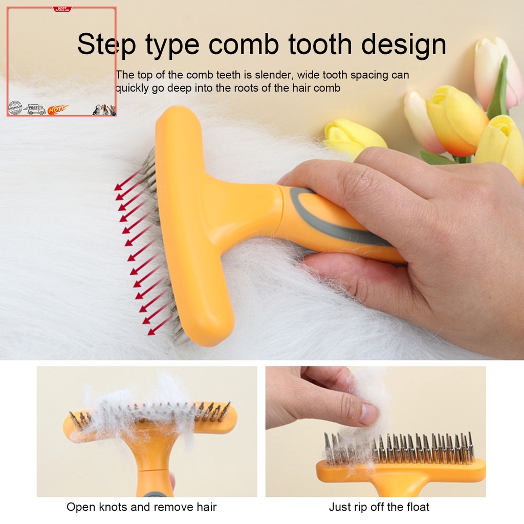 Yr.t Lược Chải Lông Hai Đầu TPR Thoải Mái Có Thể Di Chuyển Cho Thú Cưng
