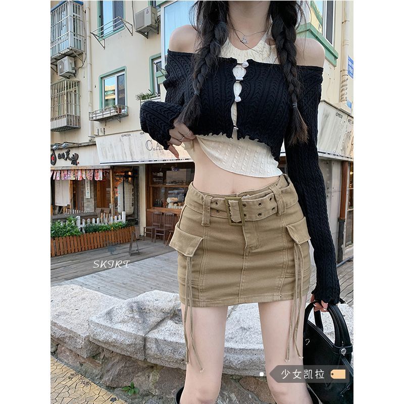 Jiashucheng Váy Yếm Denim Dài Dáng Chữ A Phong Cách Retro Mỹ Mùa Thu Hàng Mới Dành Cho Bạn Nữ