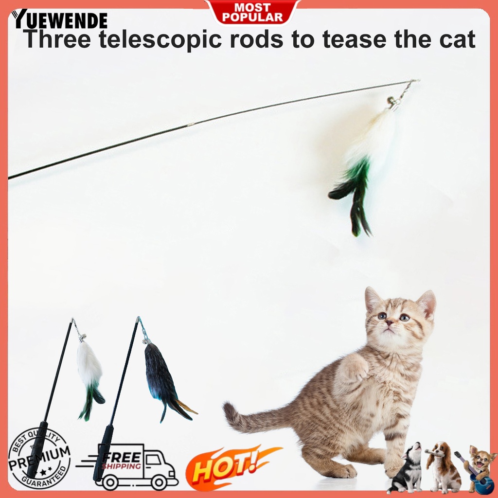 Cần Câu Cá Bằng Lông Cáo Ba Phần Chống Trượt Có Chuông Vui Nhộn Dành Cho Mèo Cưng