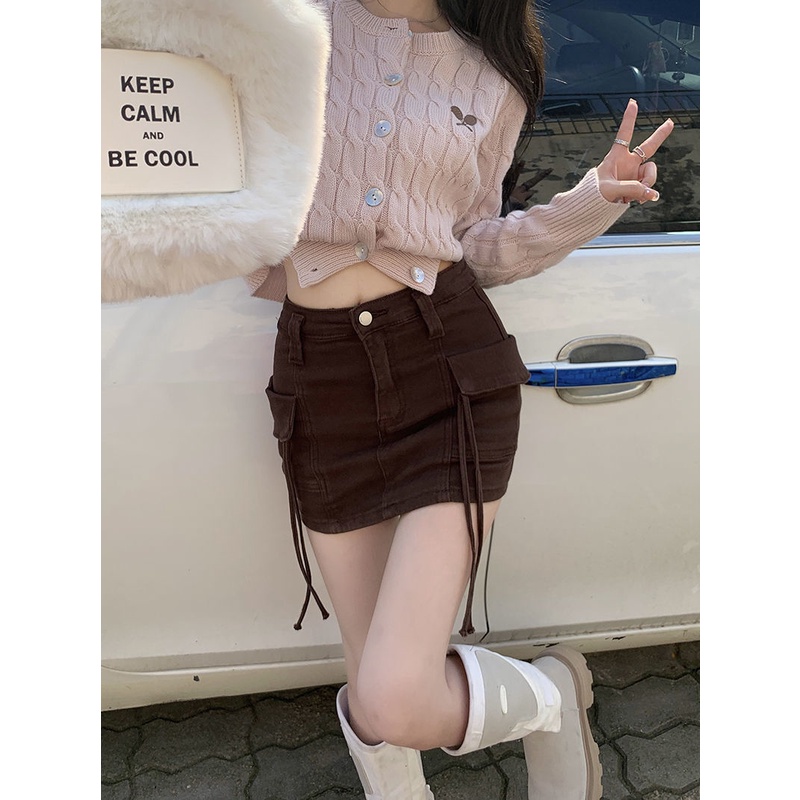 Jiashucheng Váy Yếm Denim Dài Dáng Chữ A Phong Cách Retro Mỹ Mùa Thu Hàng Mới Dành Cho Bạn Nữ