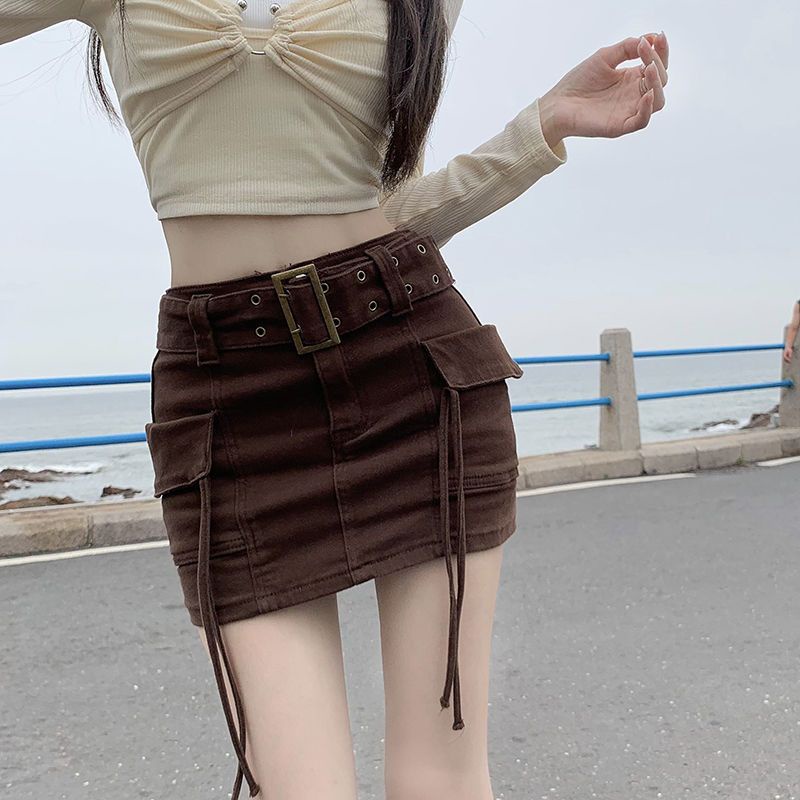 Jiashucheng Váy Yếm Denim Dài Dáng Chữ A Phong Cách Retro Mỹ Mùa Thu Hàng Mới Dành Cho Bạn Nữ