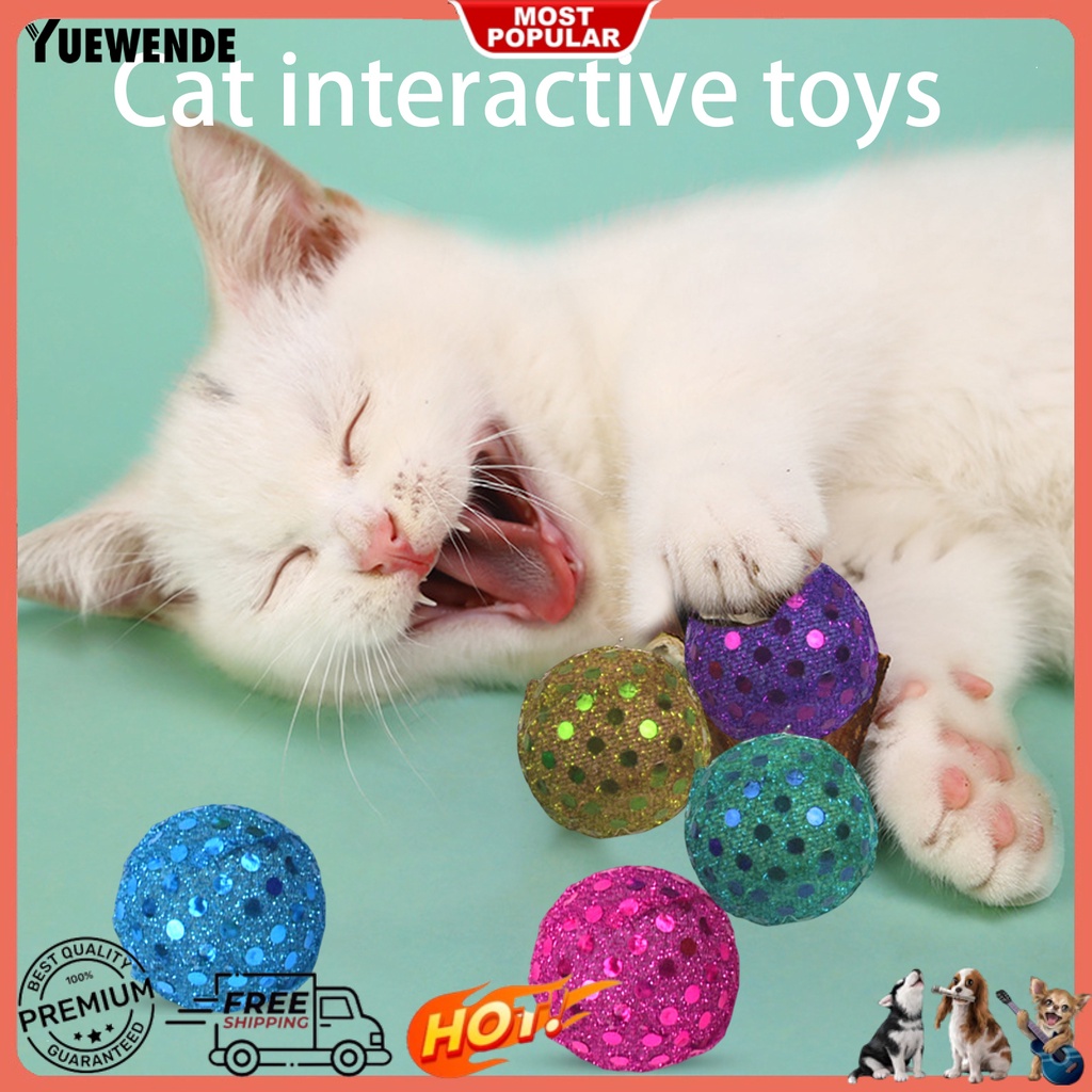 Set 5 Quả Bóng Sequin Lấp Lánh Chống Trầy Xước Độc Đáo Trang Trí Mèo Cưng