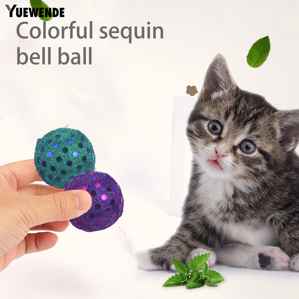 Set 5 Quả Bóng Sequin Lấp Lánh Chống Trầy Xước Độc Đáo Trang Trí Mèo Cưng