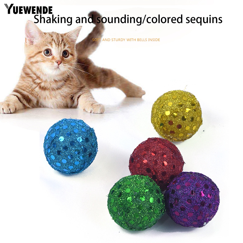 Set 5 Quả Bóng Sequin Lấp Lánh Chống Trầy Xước Độc Đáo Trang Trí Mèo Cưng