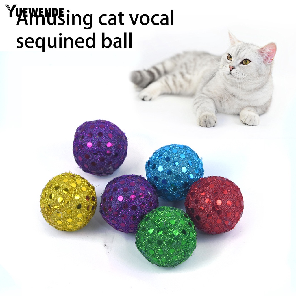 Set 5 Quả Bóng Sequin Lấp Lánh Chống Trầy Xước Độc Đáo Trang Trí Mèo Cưng