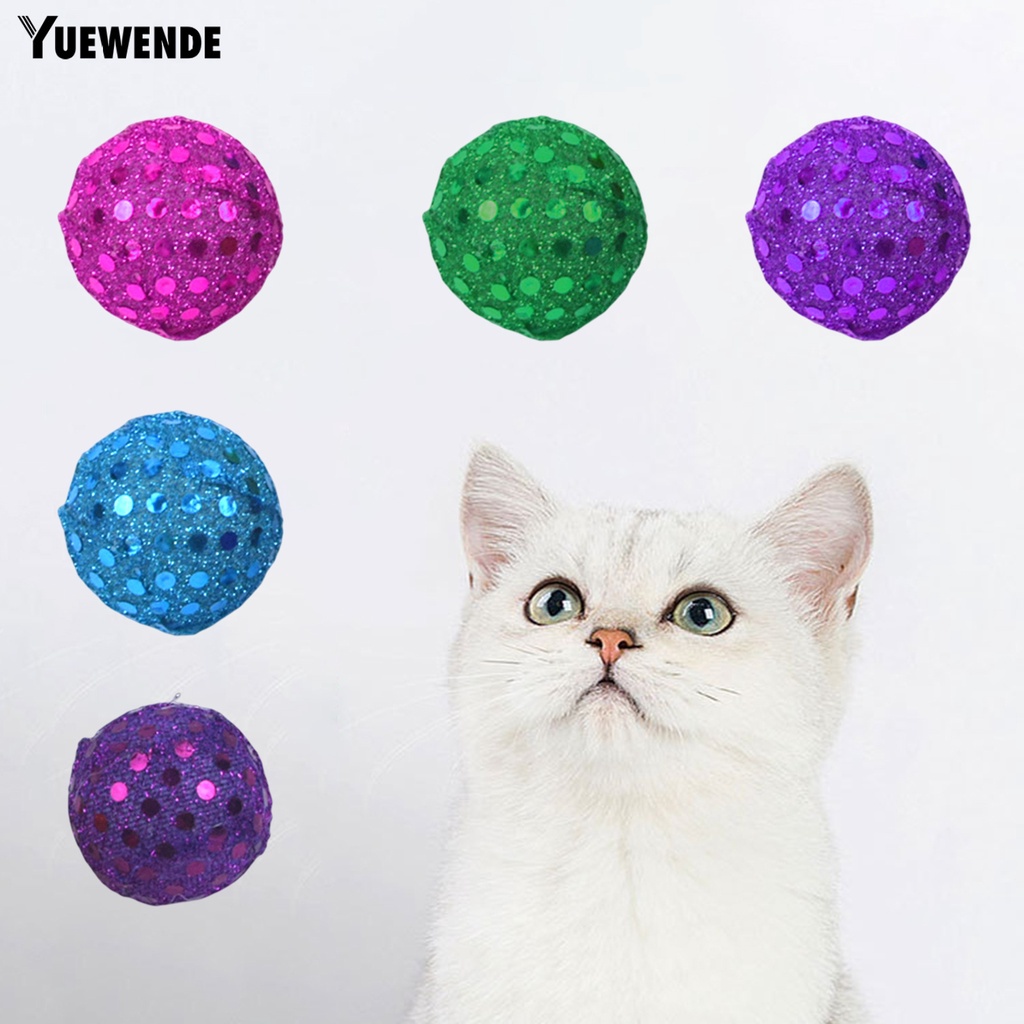 Set 5 Quả Bóng Sequin Lấp Lánh Chống Trầy Xước Độc Đáo Trang Trí Mèo Cưng