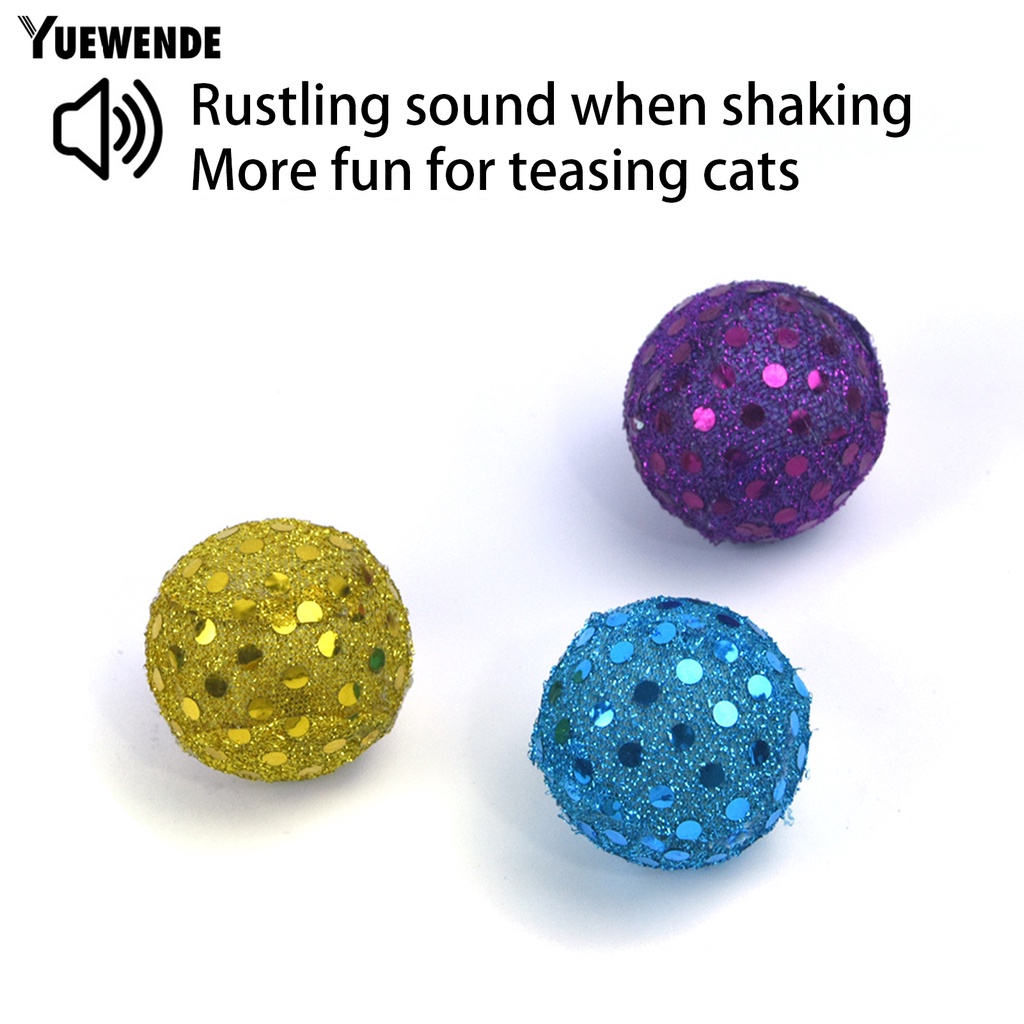 Set 5 Quả Bóng Sequin Lấp Lánh Chống Trầy Xước Độc Đáo Trang Trí Mèo Cưng