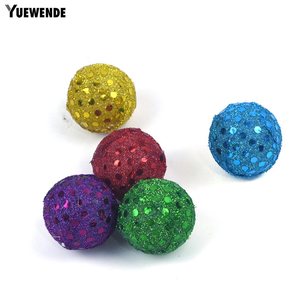 Set 5 Quả Bóng Sequin Lấp Lánh Chống Trầy Xước Độc Đáo Trang Trí Mèo Cưng