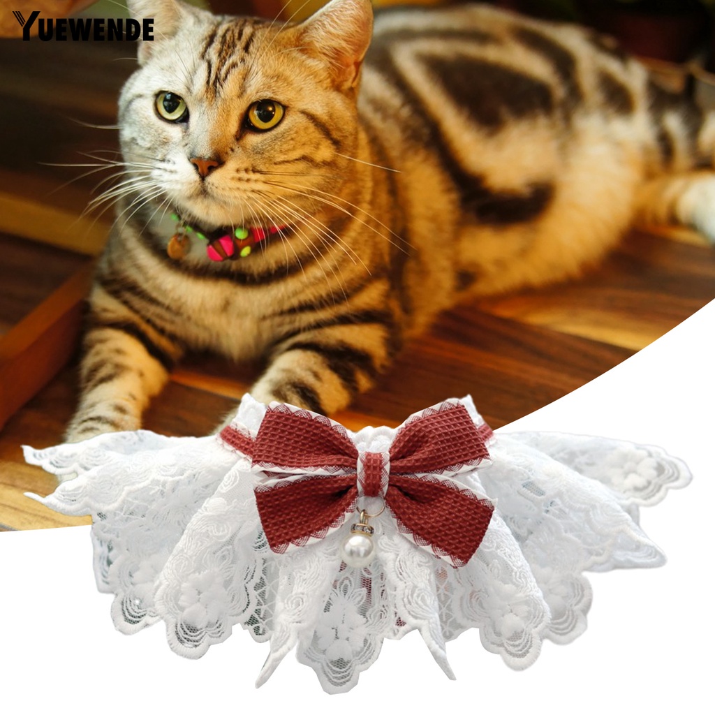 Khăn Choàng Cổ Đính Nơ Phối Ren Và Ngọc Trai Nhân Tạo Mềm Mại Thoải Mái Dành Cho Cún Cưng