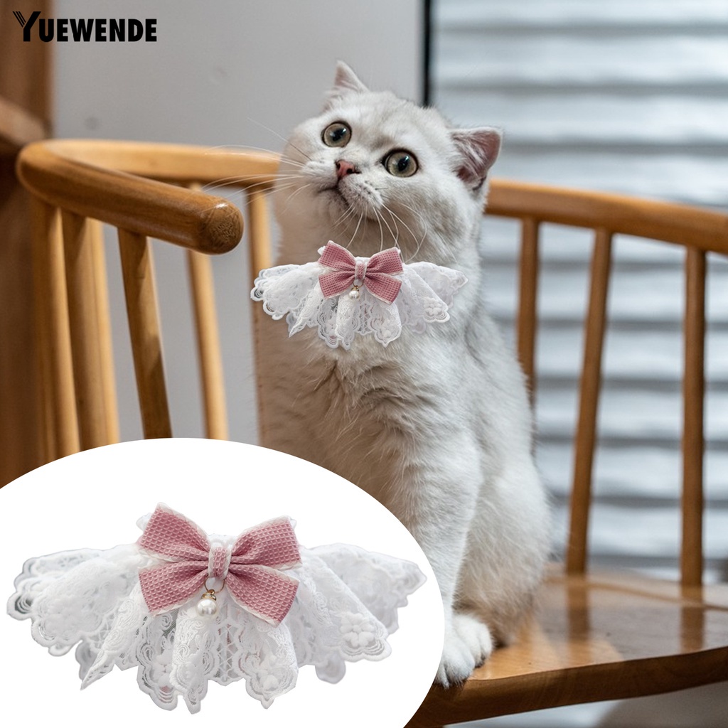 Khăn Choàng Cổ Đính Nơ Phối Ren Và Ngọc Trai Nhân Tạo Mềm Mại Thoải Mái Dành Cho Cún Cưng