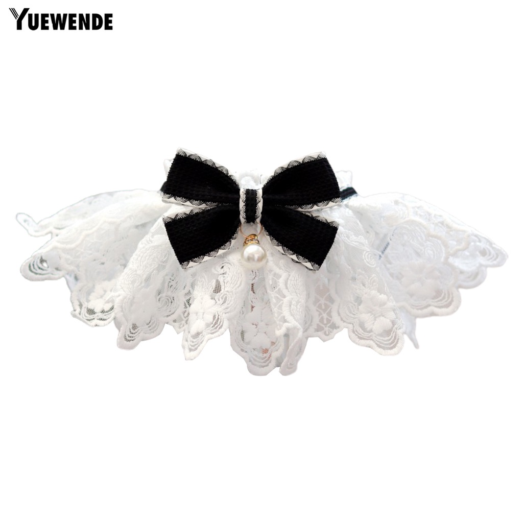 Khăn Choàng Cổ Đính Nơ Phối Ren Và Ngọc Trai Nhân Tạo Mềm Mại Thoải Mái Dành Cho Cún Cưng