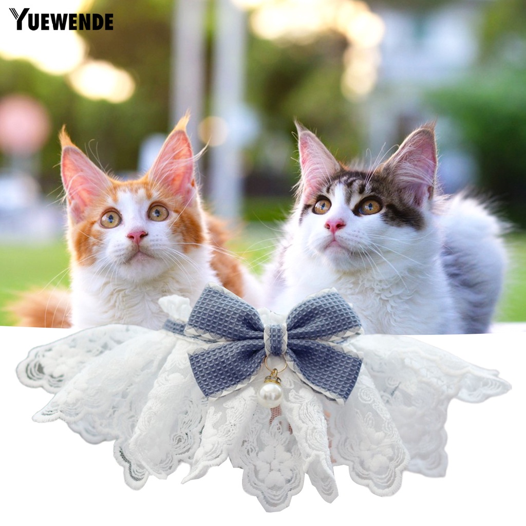 Khăn Choàng Cổ Đính Nơ Phối Ren Và Ngọc Trai Nhân Tạo Mềm Mại Thoải Mái Dành Cho Cún Cưng