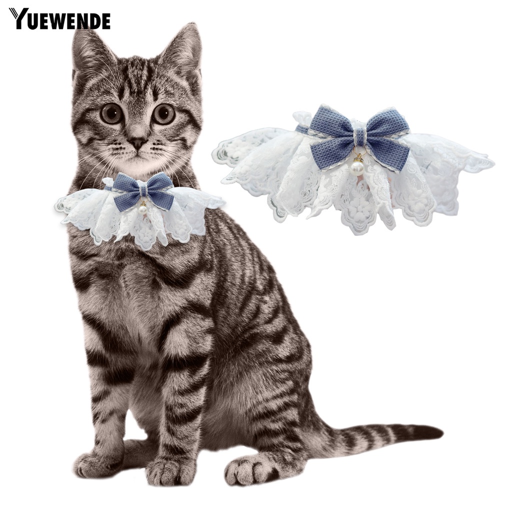 Khăn Choàng Cổ Đính Nơ Phối Ren Và Ngọc Trai Nhân Tạo Mềm Mại Thoải Mái Dành Cho Cún Cưng