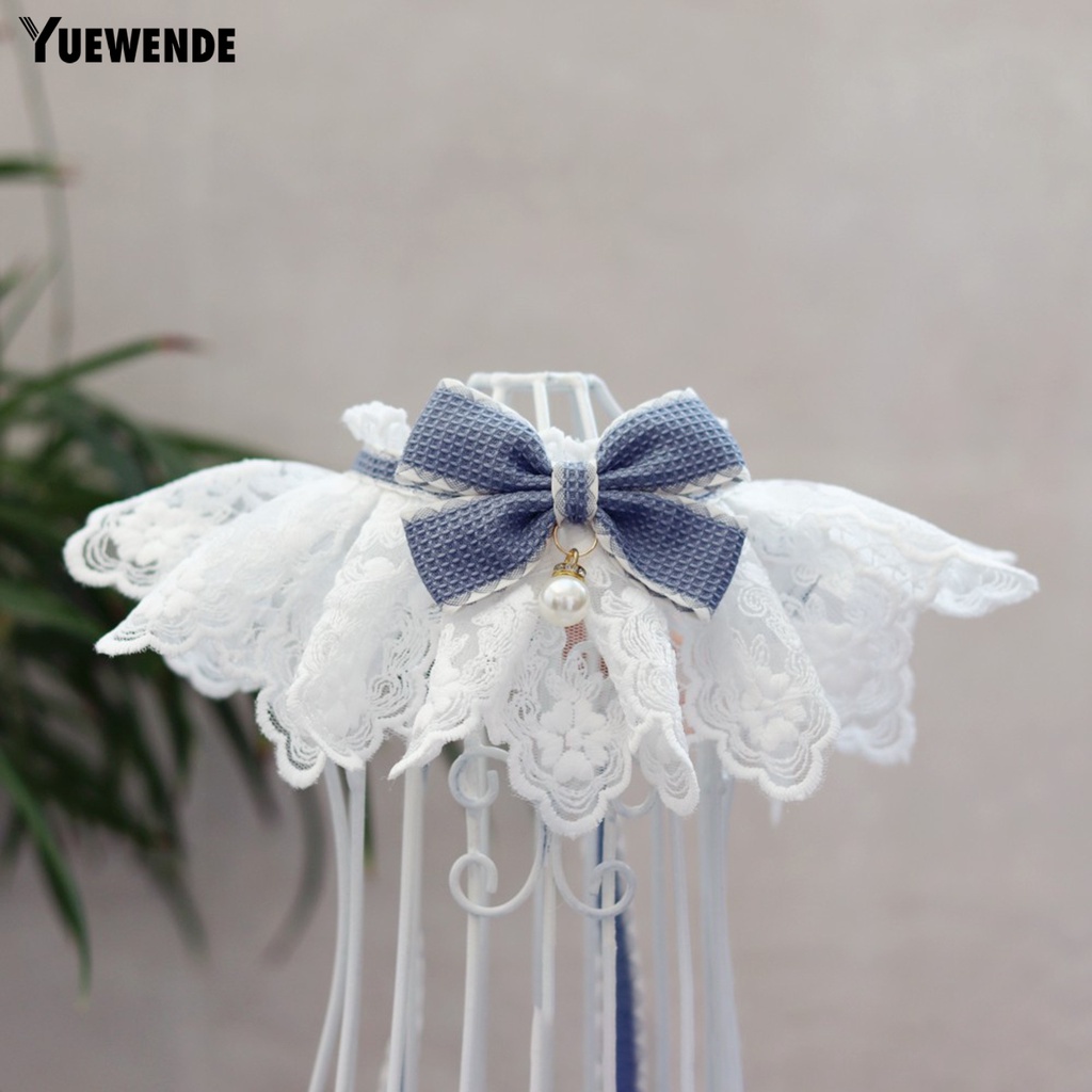 Khăn Choàng Cổ Đính Nơ Phối Ren Và Ngọc Trai Nhân Tạo Mềm Mại Thoải Mái Dành Cho Cún Cưng