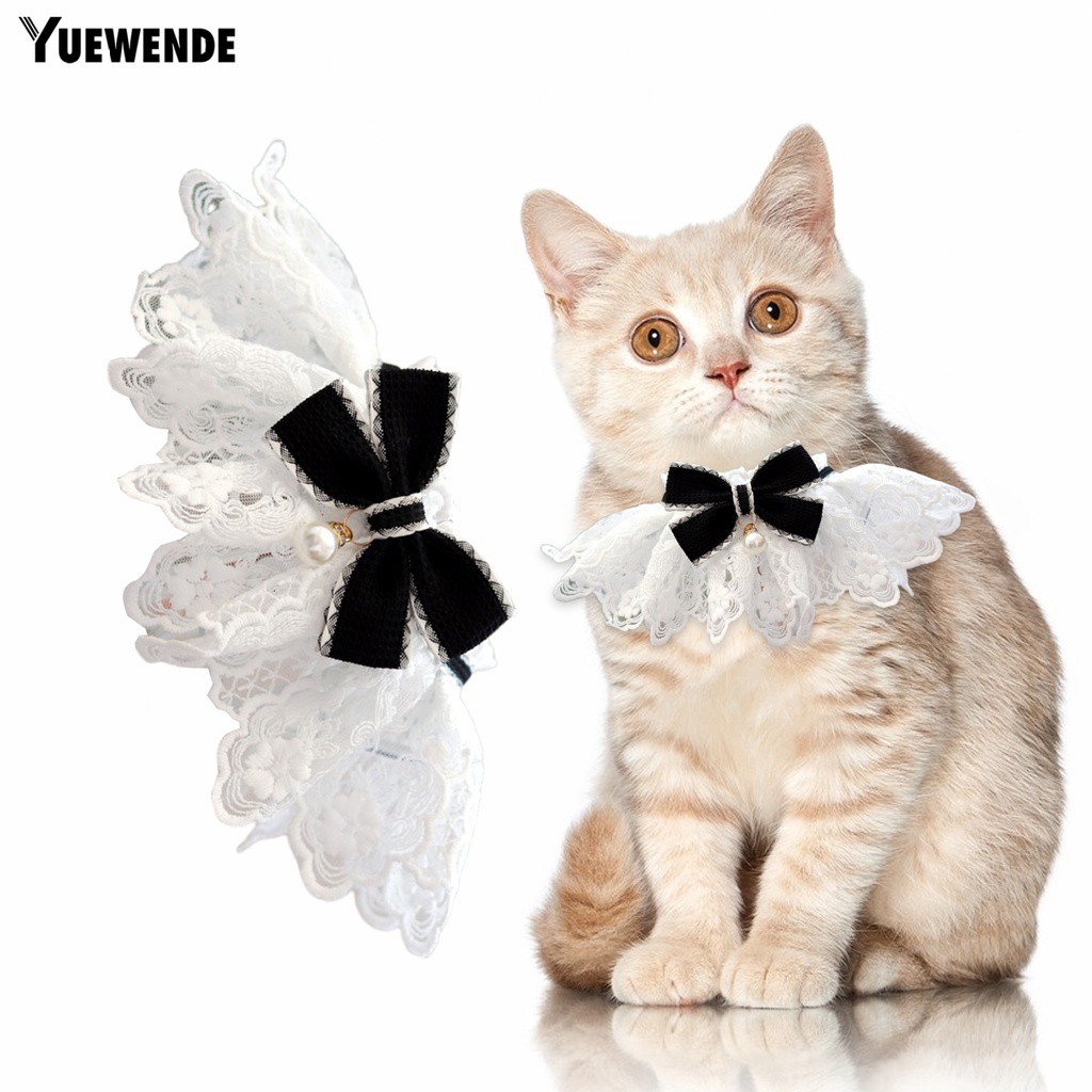 Khăn Choàng Cổ Đính Nơ Phối Ren Và Ngọc Trai Nhân Tạo Mềm Mại Thoải Mái Dành Cho Cún Cưng