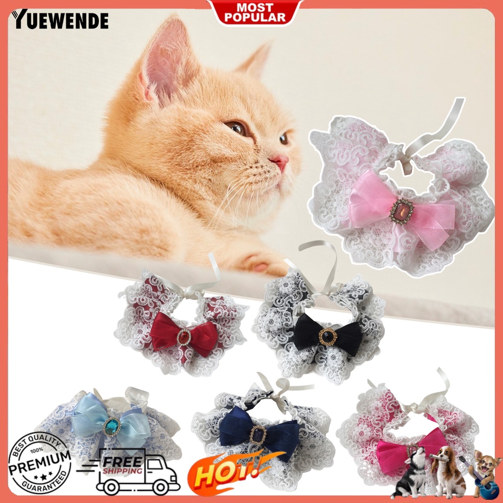 Vòng Cổ Thú Cưng YR.T Chống Cắn Chống Vỡ Chống Ăn Mòn Đính Đá Quý Nhân Tạo Thắt Nơ Trang Trí