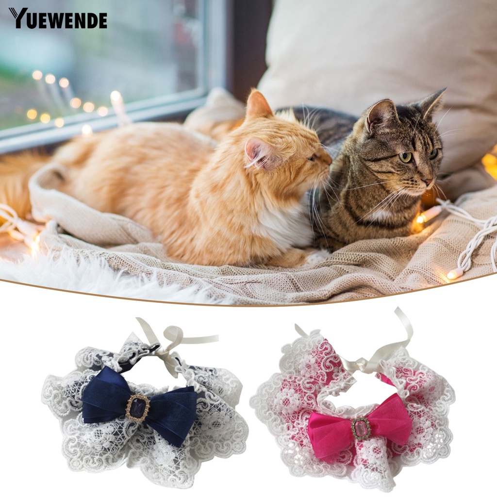 Vòng Cổ Thú Cưng YR.T Chống Cắn Chống Vỡ Chống Ăn Mòn Đính Đá Quý Nhân Tạo Thắt Nơ Trang Trí