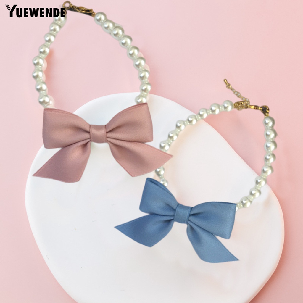 Yr.t Vòng Cổ Đính Ngọc Trai Giả Thắt Nơ Trọng Lượng Nhẹ Dễ Mặc Hàng Ngày Chống Bọ Chét Có Thể Điều Chỉnh Cho Cún Cưng