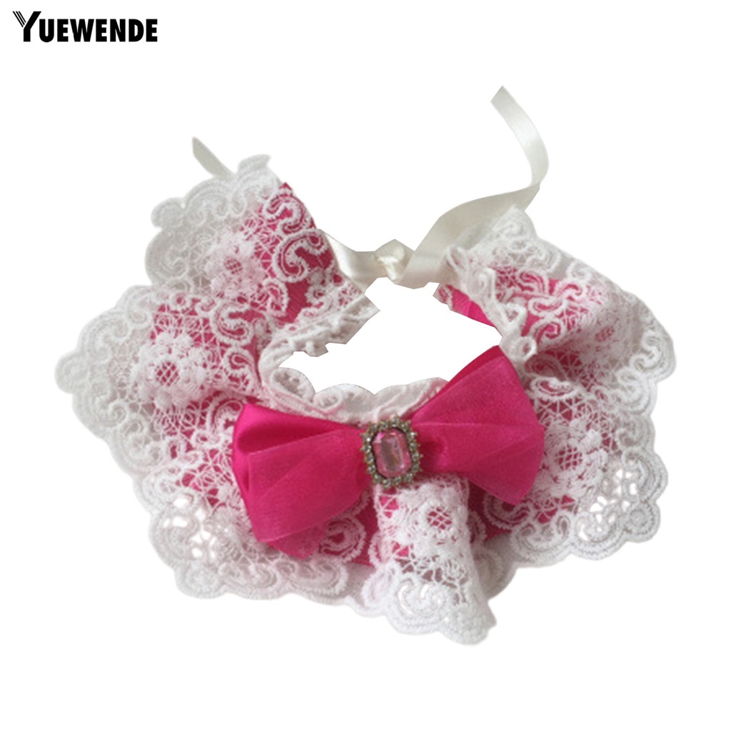 Vòng Cổ Thú Cưng YR.T Chống Cắn Chống Vỡ Chống Ăn Mòn Đính Đá Quý Nhân Tạo Thắt Nơ Trang Trí