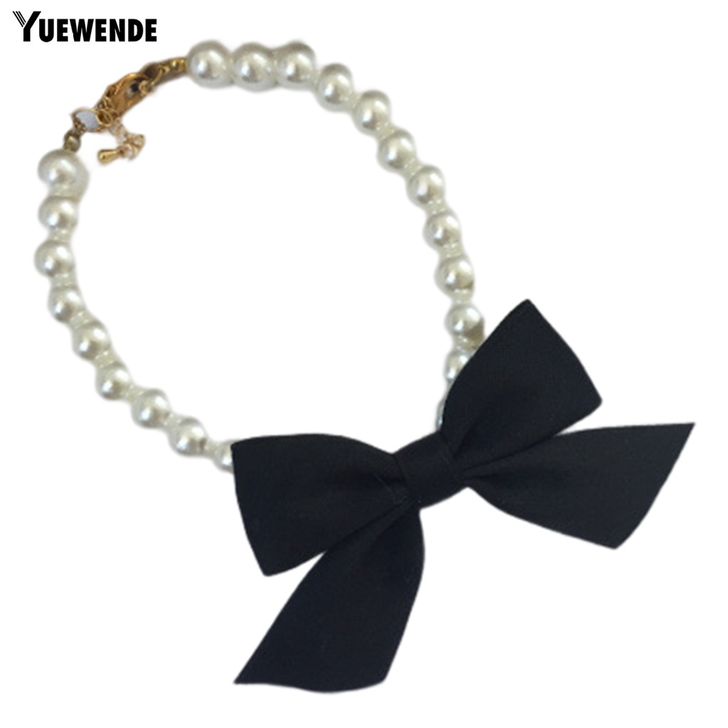 Yr.t Vòng Cổ Đính Ngọc Trai Giả Thắt Nơ Trọng Lượng Nhẹ Dễ Mặc Hàng Ngày Chống Bọ Chét Có Thể Điều Chỉnh Cho Cún Cưng