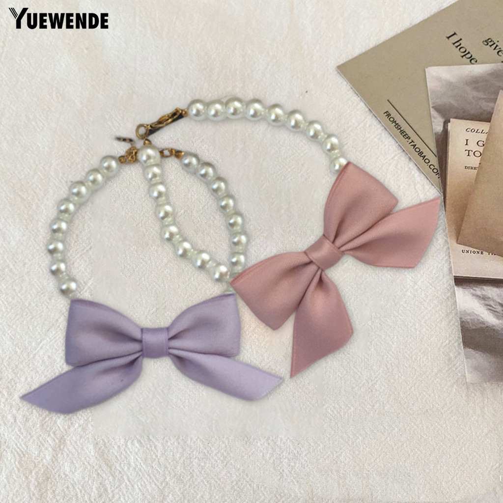 Yr.t Vòng Cổ Đính Ngọc Trai Giả Thắt Nơ Trọng Lượng Nhẹ Dễ Mặc Hàng Ngày Chống Bọ Chét Có Thể Điều Chỉnh Cho Cún Cưng