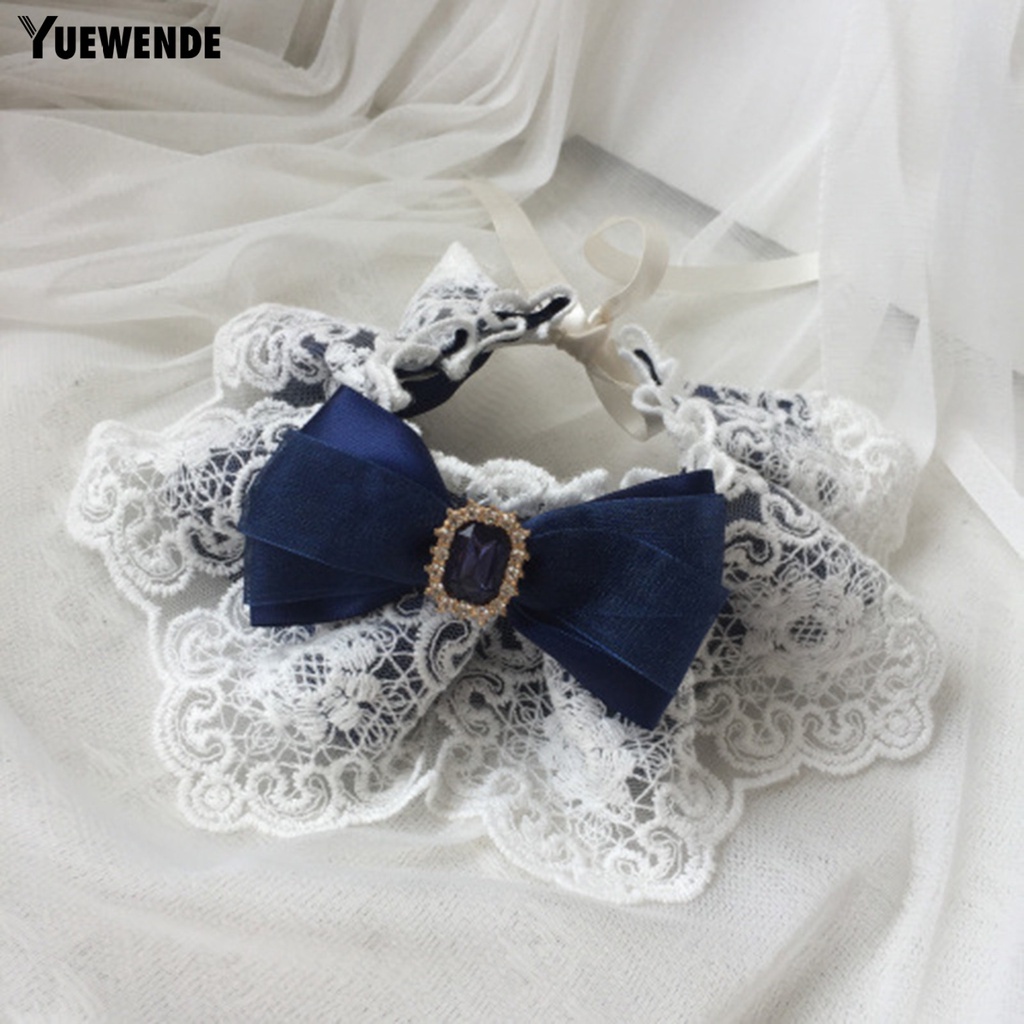 Vòng Cổ Thú Cưng YR.T Chống Cắn Chống Vỡ Chống Ăn Mòn Đính Đá Quý Nhân Tạo Thắt Nơ Trang Trí