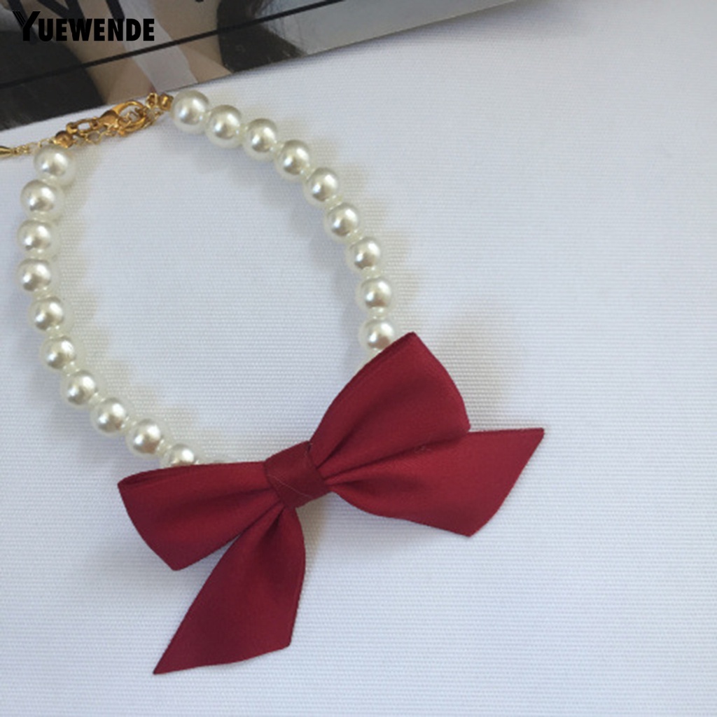 Yr.t Vòng Cổ Đính Ngọc Trai Giả Thắt Nơ Trọng Lượng Nhẹ Dễ Mặc Hàng Ngày Chống Bọ Chét Có Thể Điều Chỉnh Cho Cún Cưng