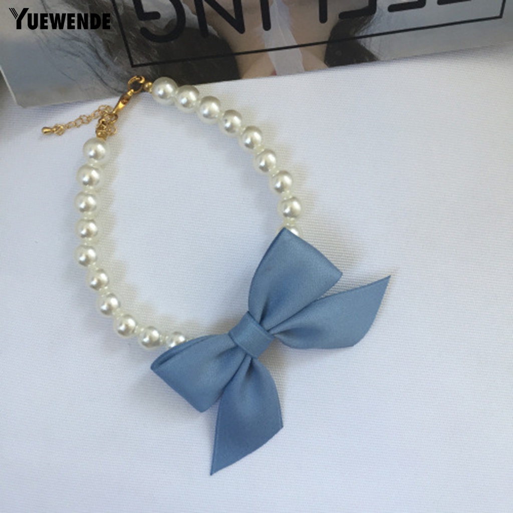 Yr.t Vòng Cổ Đính Ngọc Trai Giả Thắt Nơ Trọng Lượng Nhẹ Dễ Mặc Hàng Ngày Chống Bọ Chét Có Thể Điều Chỉnh Cho Cún Cưng