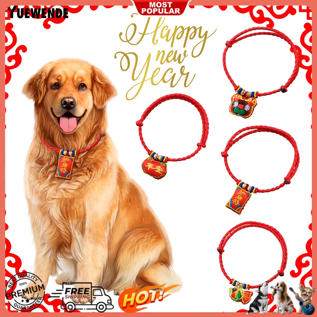 Vòng Cổ Màu Đỏ May Mắn Bằng Polyester Thân Thiện Với Da Chống Mòn Siêu Nhẹ Dùng Chụp Ảnh Cho Mèo Năm Mới