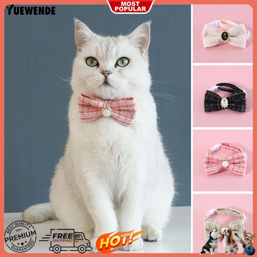 Vòng Cổ Đính Nơ Ngọc Trai Dễ Điều Chỉnh Chống Sặc Cho Thú Cưng YR.T