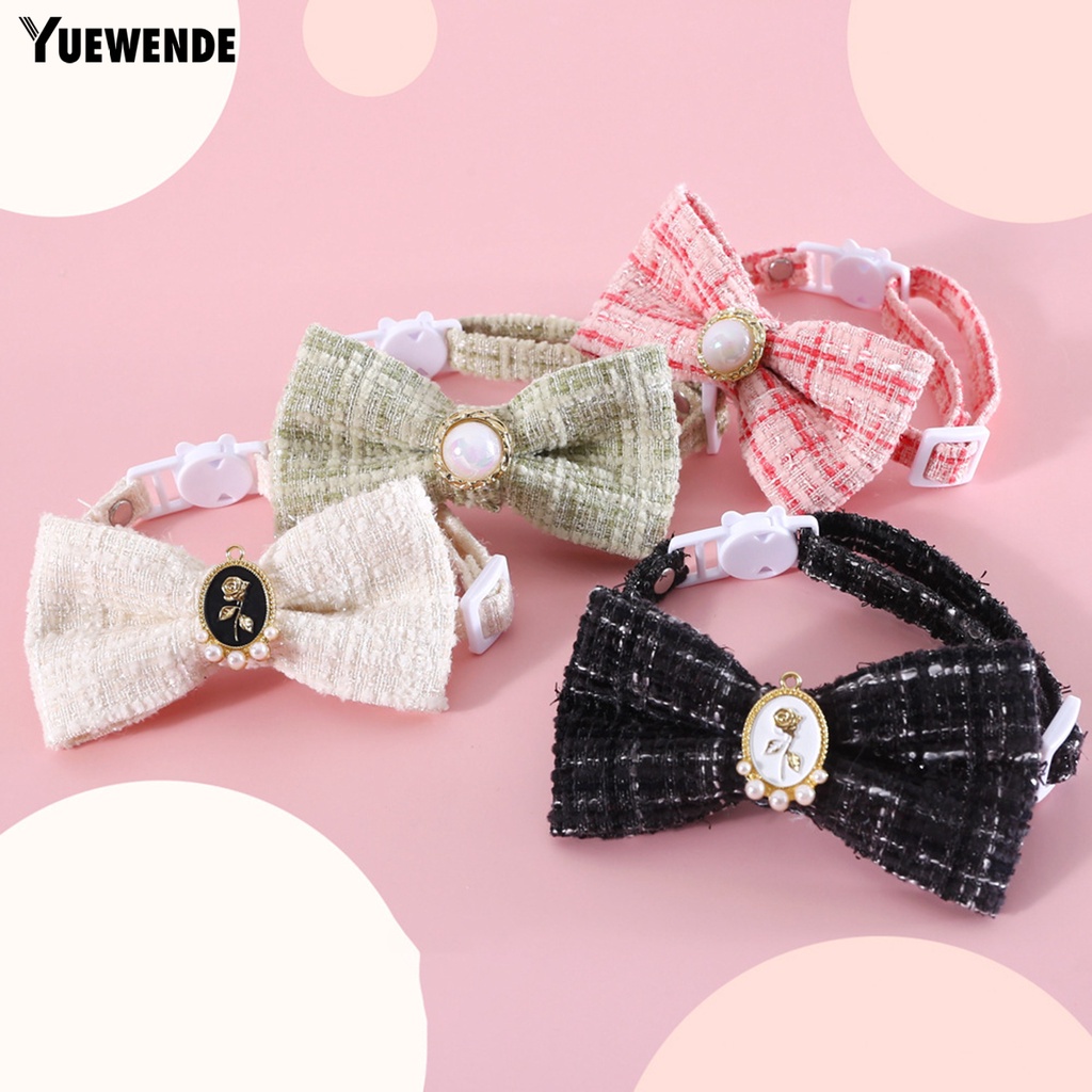 Vòng Cổ Đính Nơ Ngọc Trai Dễ Điều Chỉnh Chống Sặc Cho Thú Cưng YR.T