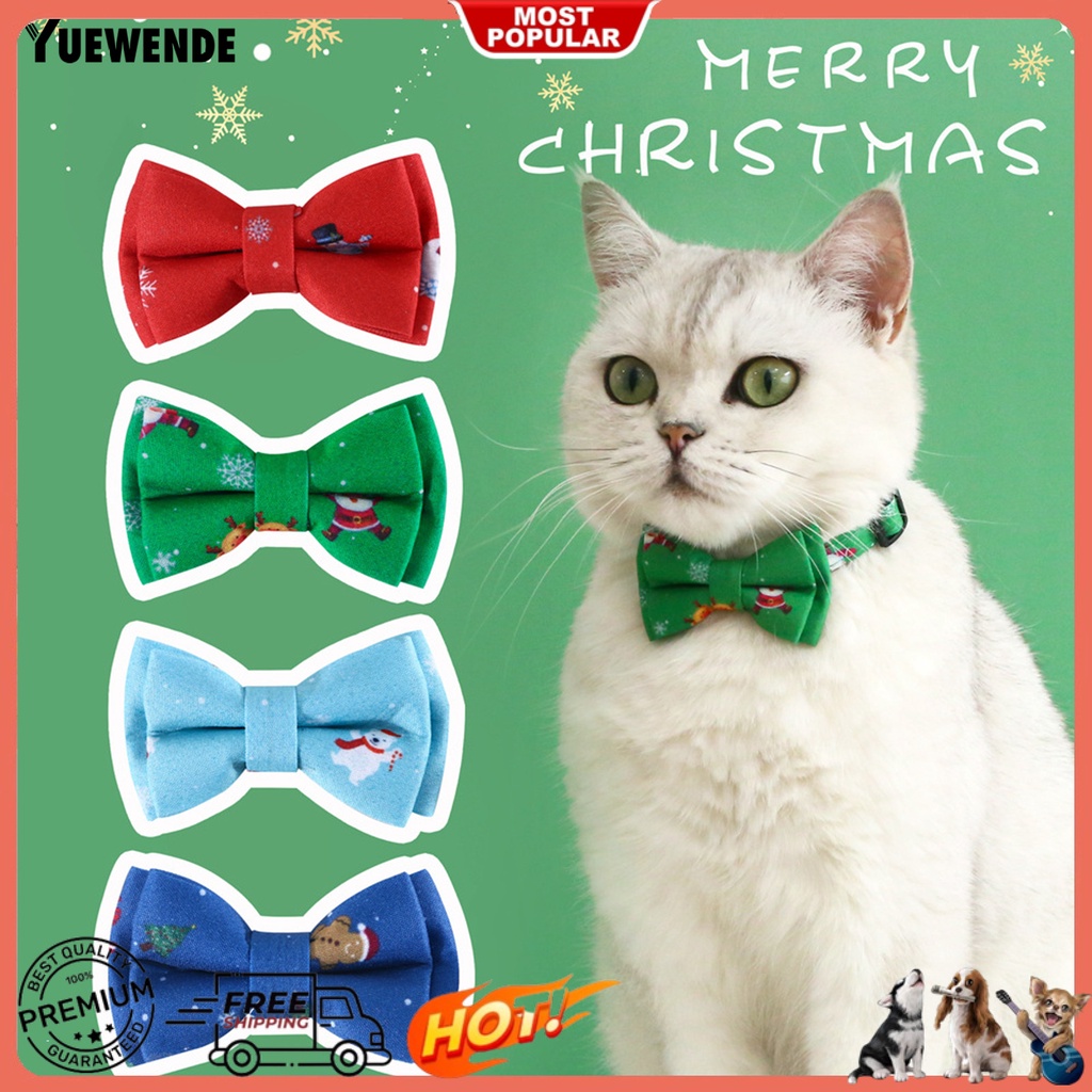 Yr.t Vòng Cổ Bằng Polyester Siêu Mềm Tháo Gỡ Nhanh In Họa Tiết Hoa Tuyết Tuần Lộc Giáng Sinh Có Chuông Mini Cho Thú Cưng