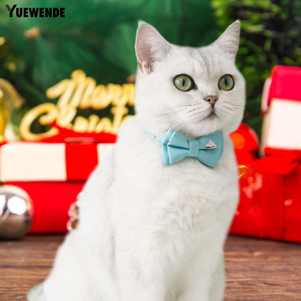 Yr.t Vòng Cổ Bằng Polyester Siêu Mềm Tháo Gỡ Nhanh In Họa Tiết Hoa Tuyết Tuần Lộc Giáng Sinh Có Chuông Mini Cho Thú Cưng