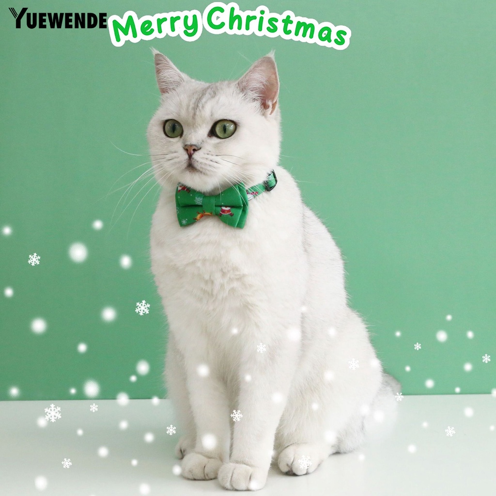 Yr.t Vòng Cổ Bằng Polyester Siêu Mềm Tháo Gỡ Nhanh In Họa Tiết Hoa Tuyết Tuần Lộc Giáng Sinh Có Chuông Mini Cho Thú Cưng