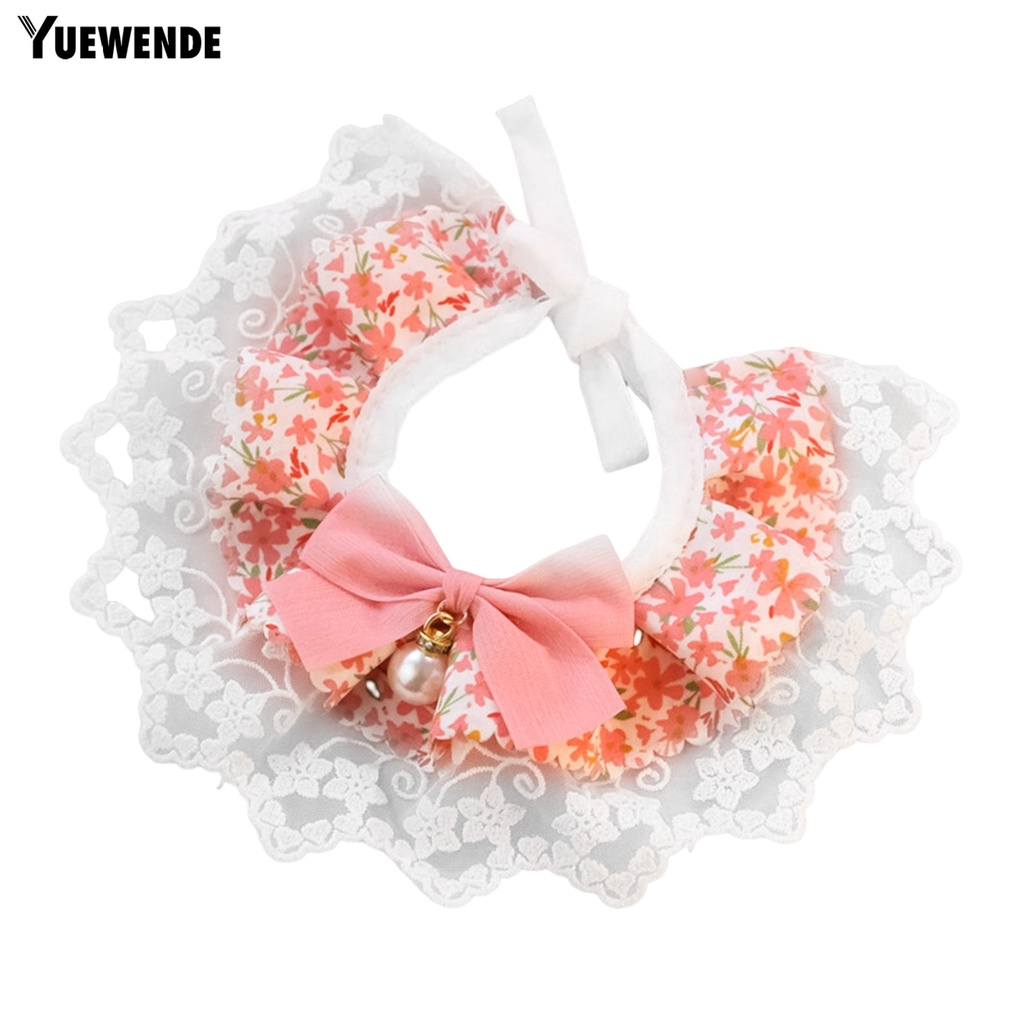 Yr.t Khăn Yếm Giả In Hoa Đính Ngọc Trai Giả Thắt Nơ Trang Trí Dành Cho Mèo Cưng