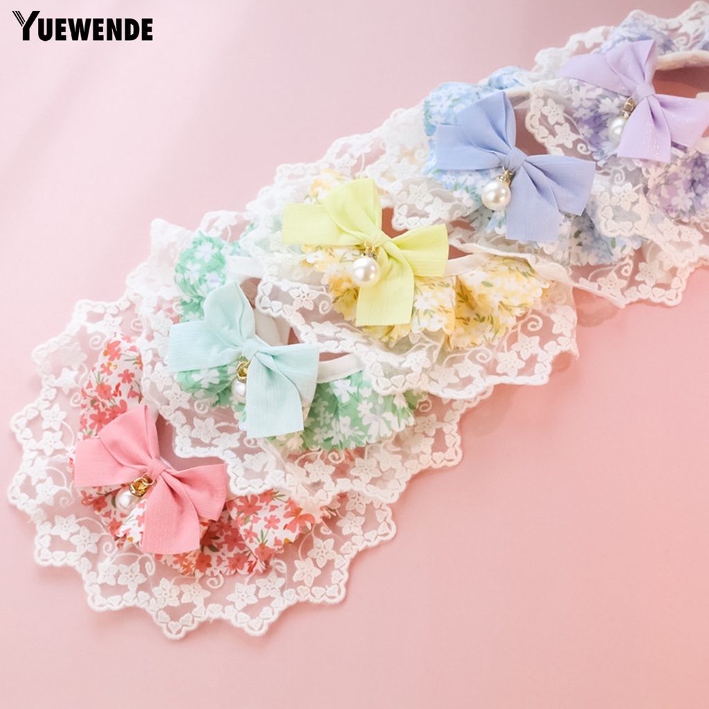 Yr.t Khăn Yếm Giả In Hoa Đính Ngọc Trai Giả Thắt Nơ Trang Trí Dành Cho Mèo Cưng