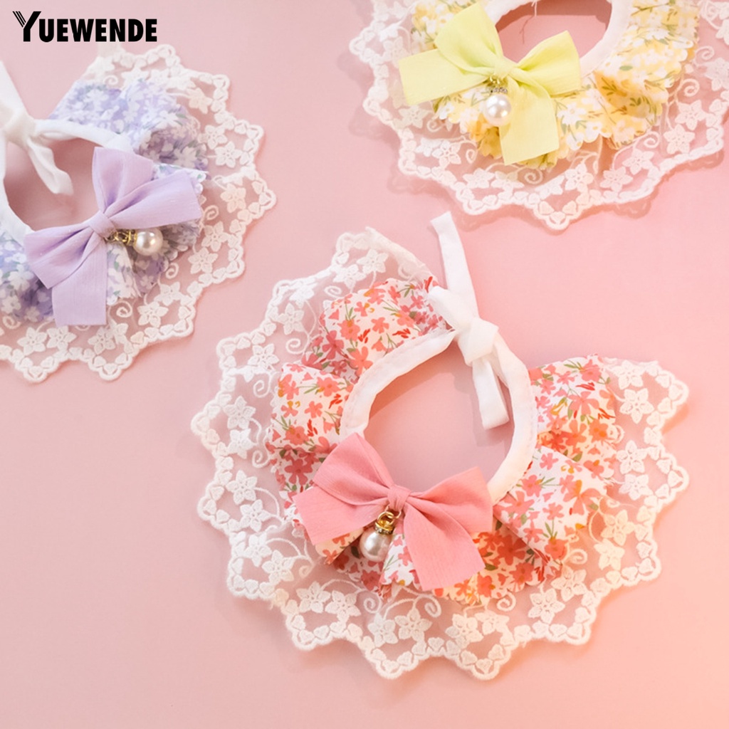 Yr.t Khăn Yếm Giả In Hoa Đính Ngọc Trai Giả Thắt Nơ Trang Trí Dành Cho Mèo Cưng