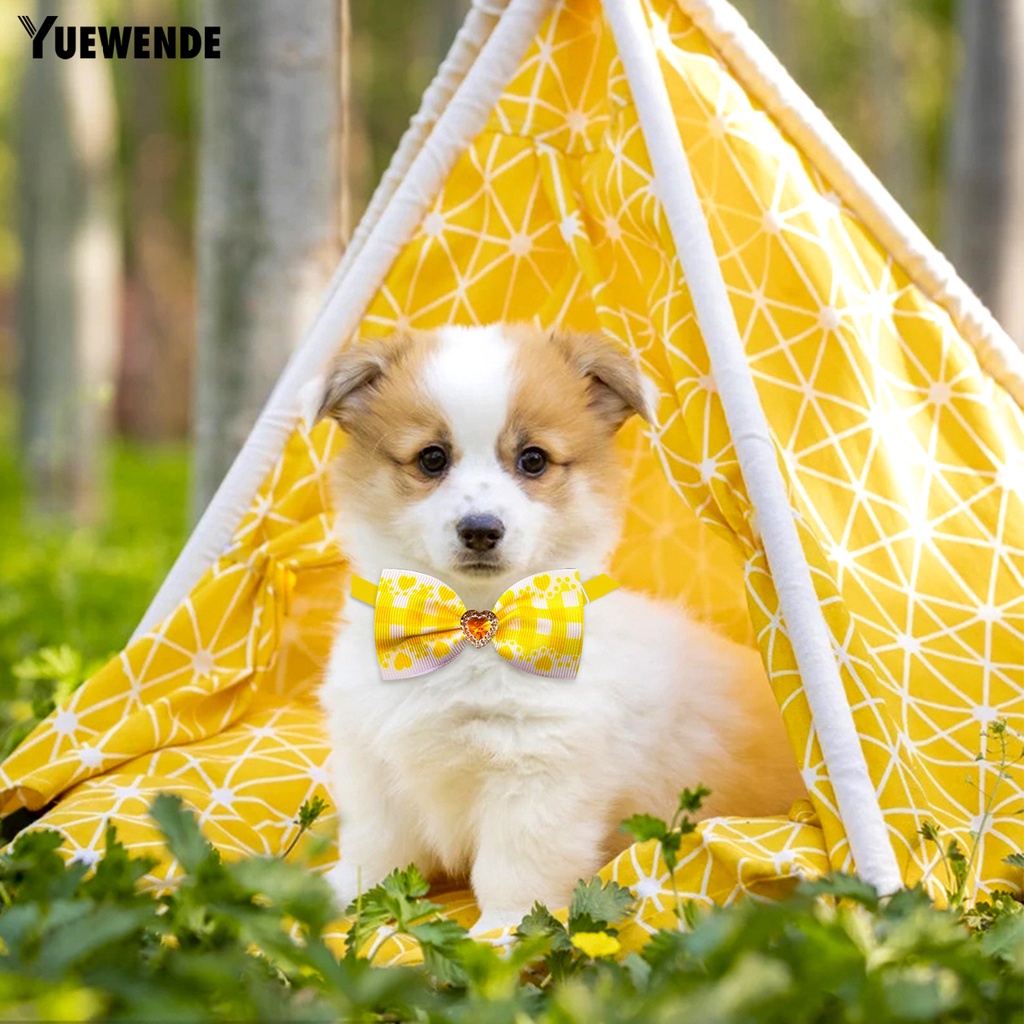 Set 5 Vòng Cổ Mềm Mại Thoải Mái Họa Tiết Caro Đính Nơ Trái Tim Cho Thú Cưng