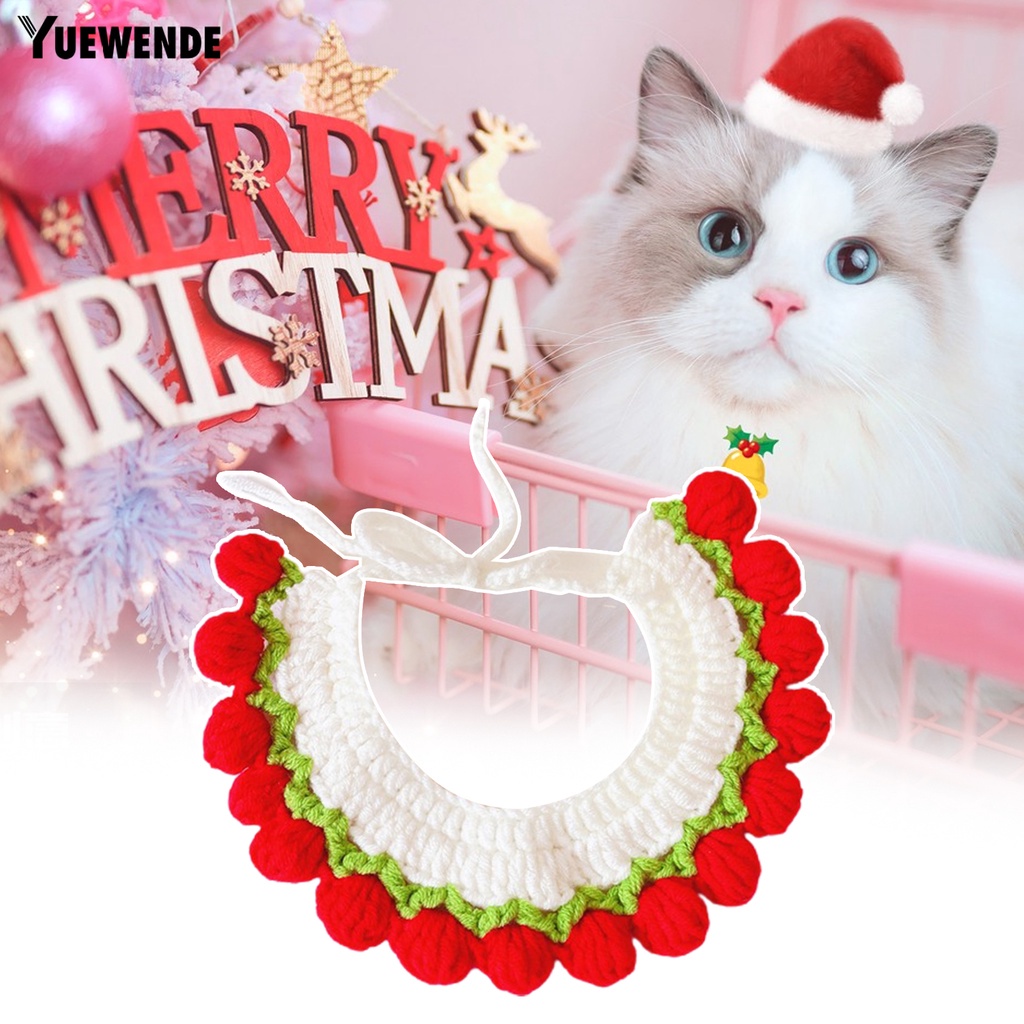 Yr.t Vòng Cổ Bắt Mắt Bằng Polyester Dệt Tay Có Thể Điều Chỉnh Hình Hoa Tulip Đỏ Ấm Áp Cho Cún Cưng