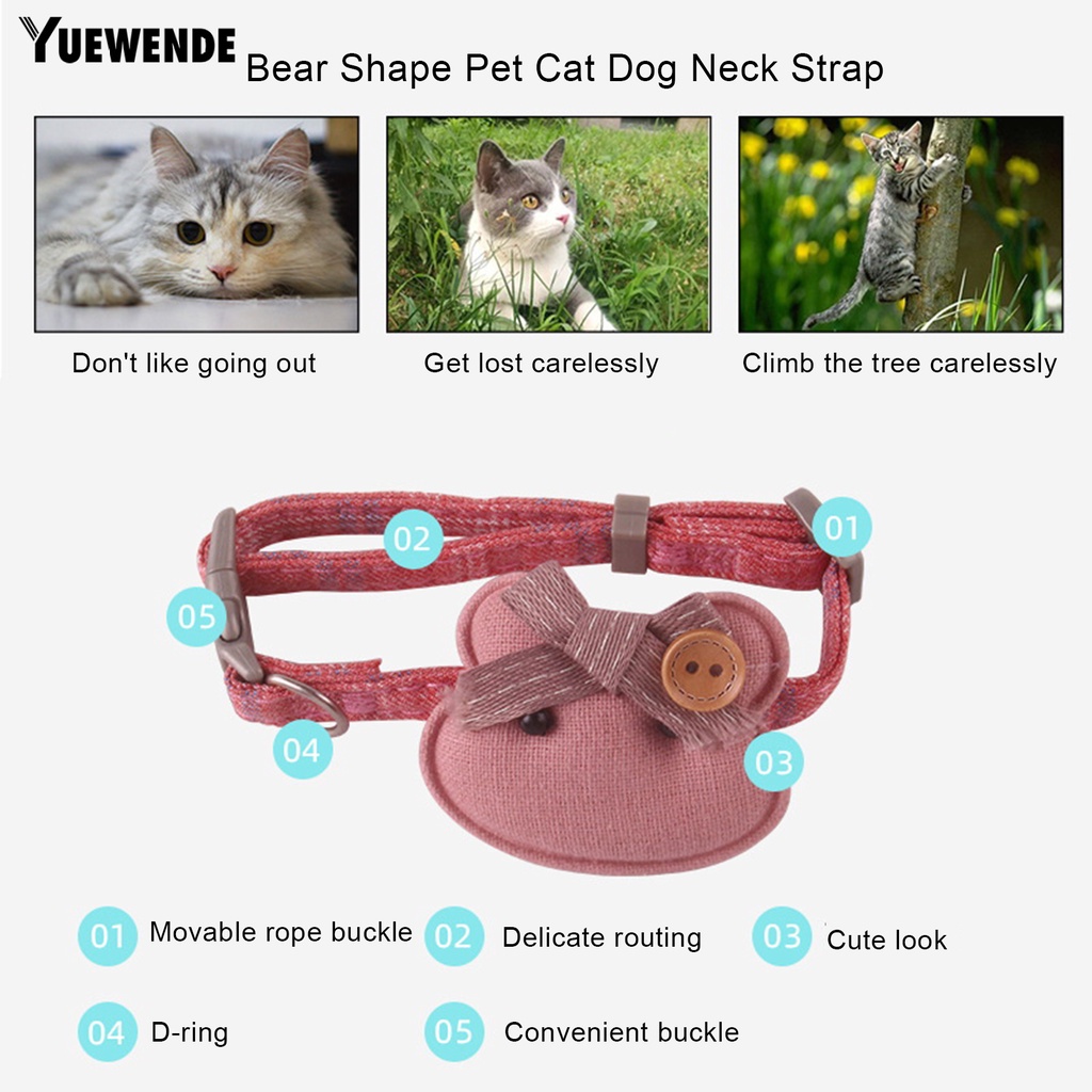 Vòng Cổ YR.T Mềm Mại Hình Gấu Có Thể Điều Chỉnh Thoải Mái Cho Thú Cưng