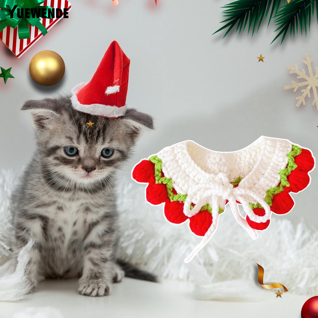 Yr.t Vòng Cổ Bắt Mắt Bằng Polyester Dệt Tay Có Thể Điều Chỉnh Hình Hoa Tulip Đỏ Ấm Áp Cho Cún Cưng