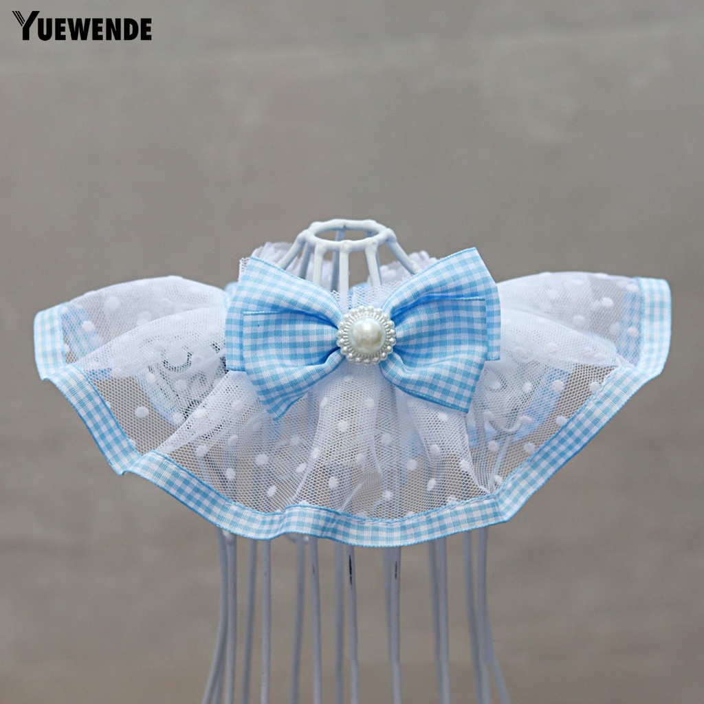 Yếm Đeo Cổ YR.T YR.T Phối Lưới Đính Ngọc Trai Giả Thắt Nơ Xinh Xắn Cho Thú Cưng