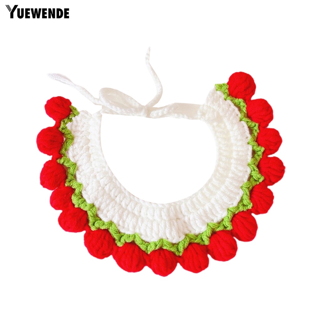 Yr.t Vòng Cổ Bắt Mắt Bằng Polyester Dệt Tay Có Thể Điều Chỉnh Hình Hoa Tulip Đỏ Ấm Áp Cho Cún Cưng