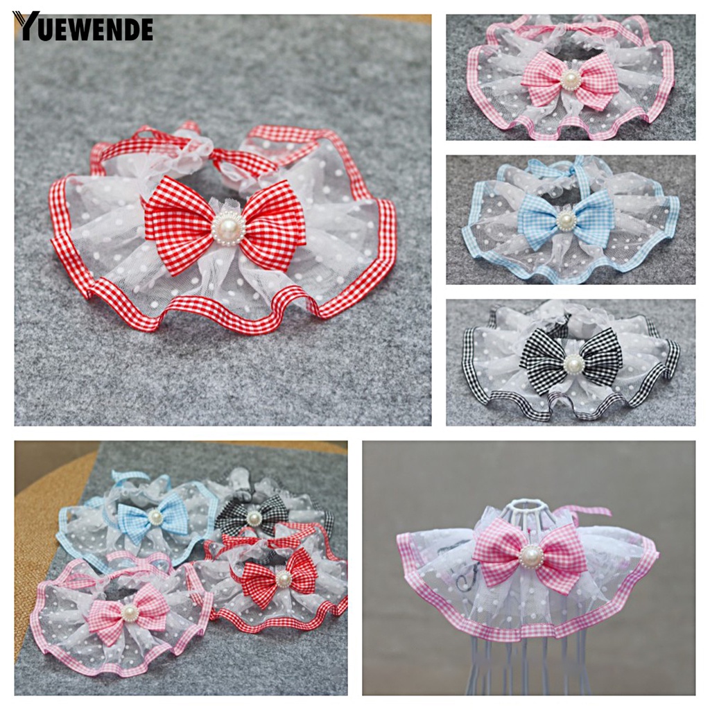 Yếm Đeo Cổ YR.T YR.T Phối Lưới Đính Ngọc Trai Giả Thắt Nơ Xinh Xắn Cho Thú Cưng