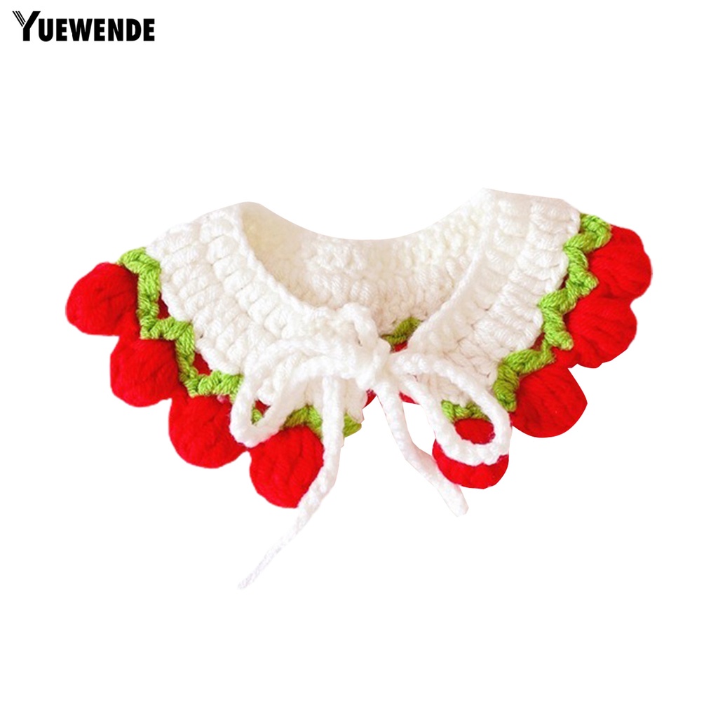 Yr.t Vòng Cổ Bắt Mắt Bằng Polyester Dệt Tay Có Thể Điều Chỉnh Hình Hoa Tulip Đỏ Ấm Áp Cho Cún Cưng