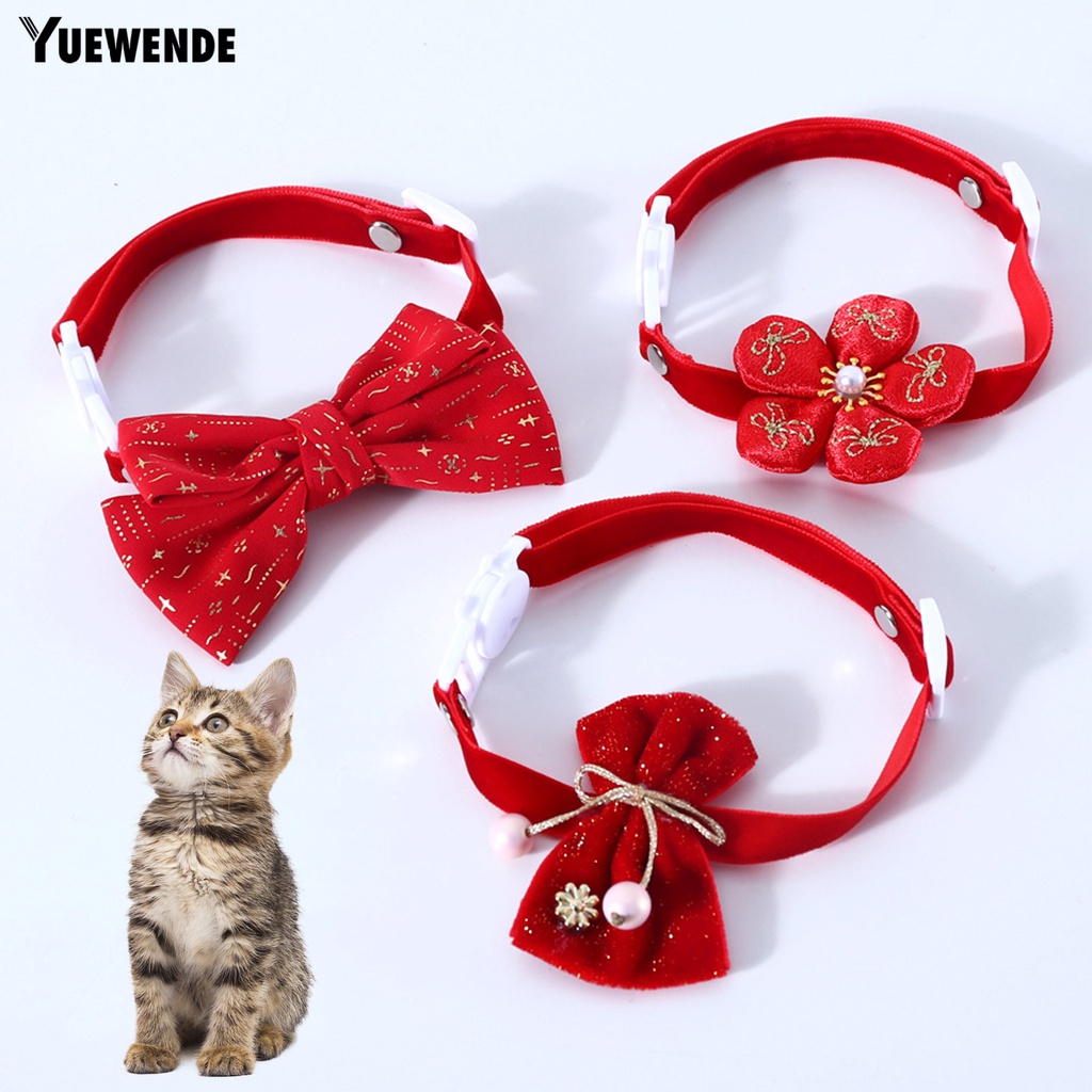 Vòng Cổ Vải Nhung Màu Đỏ Tinh Xảo Chống Bong Tróc Có Thể Điều Chỉnh Phụ Kiện Chụp Ảnh Năm Mới Cho Thú Cưng